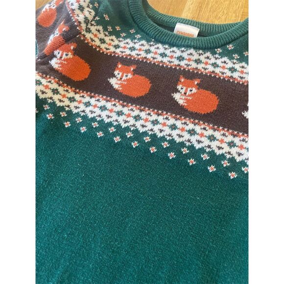 Gymboree Girls' 3T Green Intarsia Fair Isle Fox Sweater Dress Casual Fall - Picture 2 of 4